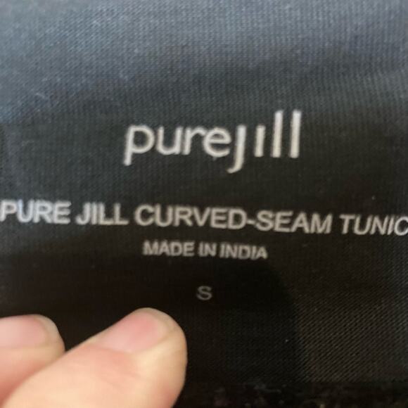 Purejill Curved Seam Tunic with 2 Pockets Black Size Small - Picture 5 of 9